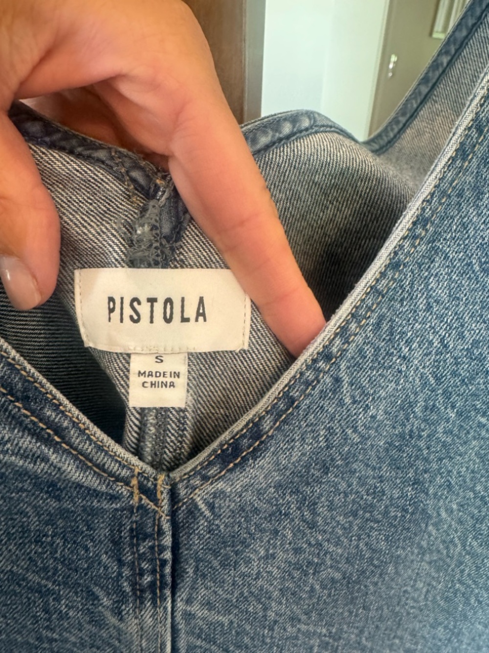 Pistola Denim Mini Dress Blue Sleeveless V-Neck Shift Dress Size Small - Picture 2 of 2